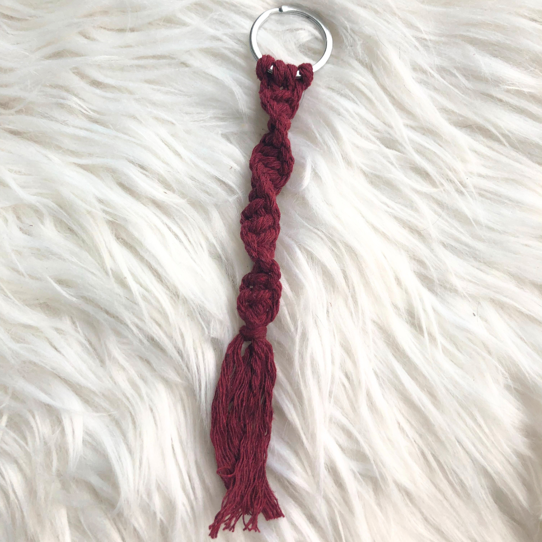 Sleutelhanger macrame Rood