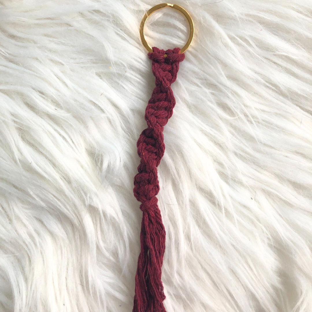 Sleutelhanger macrame Rood